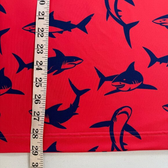 Waggle Golf Performance Polo Shirt Shark Print Red & Blue Size Large - Picture 8 of 8
